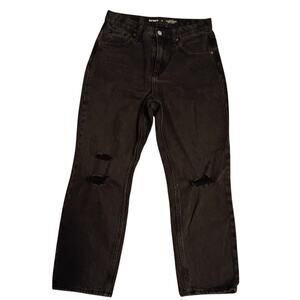 OLD NAVY High Rise Slouchy Straight Jeans Sz 14 Black Denim 100% Cotton Workwear